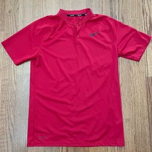 Red Nike Mock Neck Golf Polo